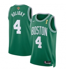 Men's Boston Celtics #4 Jrue Holiday Green 2024 Finals Champions Icon Edition Stitched Basketball Jersey