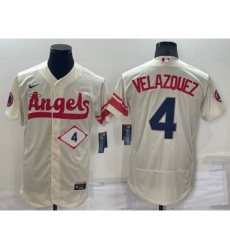 Men's Los Angeles Angels #4 Andrew Velazquez Number Cream 2022 City Connect Flex Base Stitched Jersey