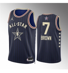 Men's 2024 All-Star #7 Jaylen Brown Navy Stitched Basketball Jersey