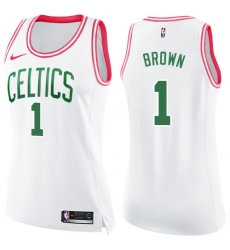 Women's Nike Boston Celtics #1 Walter Brown Swingman White/Pink Fashion NBA Jersey