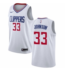 Men's Nike Los Angeles Clippers #33 Wesley Johnson Swingman White NBA Jersey - Association Edition