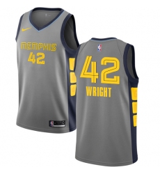 Men's Nike Memphis Grizzlies #42 Lorenzen Wright Swingman Gray NBA Jersey - City Edition