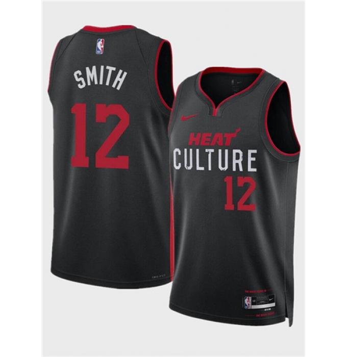 Men's Miami Heat #12 Dru Smith Black 2024 City Edition Stitched Basketball Jersey
