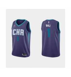 Men's Charlotte Hornets #1 LaMelo Ball 2022-23 Purple Stitched Basketball Jersey