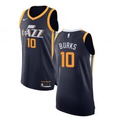 Men's Nike Utah Jazz #10 Alec Burks Authentic Navy Blue Road NBA Jersey - Icon Edition