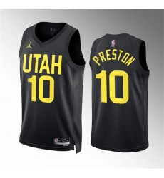 Men's Utah Jazz #10 Jason Preston Black Statement Edition Stitched Basketball Jersey