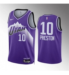 Men's Utah Jazz #10 Jason Preston Purple Classic Edition Stitched Basketball Jersey