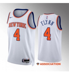 Men's New Yok Knicks #4 Malachi Flynn White Association Edition Stitched Basketball Jersey