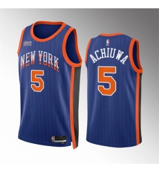 Men's New Yok Knicks #5 Precious Achiuwa Blue 2023-24 City Edition Stitched Basketball Jersey