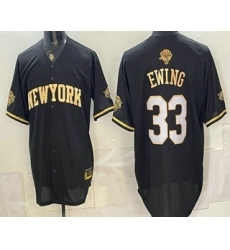 Men's New York Knicks #33 Patrick Ewing Black Gold 2026 Finals Stitched Baseball Jersey