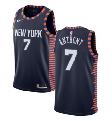 Youth Nike New York Knicks #7 Carmelo Anthony Swingman Navy Blue NBA Jersey - 2018 19 City Edition
