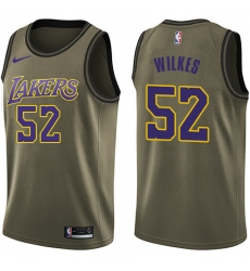 Men's Nike Los Angeles Lakers #52 Jamaal Wilkes Swingman Green Salute to Service NBA Jersey