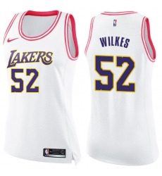 Women's Nike Los Angeles Lakers #52 Jamaal Wilkes Swingman White/Pink Fashion NBA Jersey