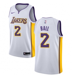 Men's Nike Los Angeles Lakers #2 Lonzo Ball Swingman White NBA Jersey - Association Edition