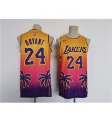 Men's Los Angeles Lakers #24 Kobe Bryant Yellow Pink Throwback basketball Jersey