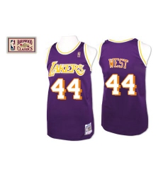 Men's Mitchell and Ness Los Angeles Lakers #44 Jerry West Swingman Purple Throwback NBA Jersey