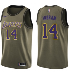 Youth Nike Los Angeles Lakers #14 Brandon Ingram Swingman Green Salute to Service NBA Jersey