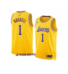 Men's Los Angeles Lakers #1 D’Angelo Russell Yellow Stitched Basketball Jersey