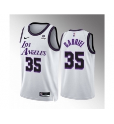 Men's Los Angeles Lakers #35 Wenyen Gabriel White City Edition Stitched Basketball Jersey