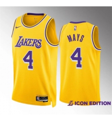 Men's Los Angeles Lakers #4 Skylar Mays Yellow Icon Edition Stitched Basketball Jersey