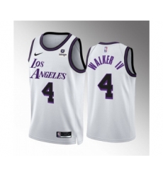 Men's Los Angeles Lakers #4 Walker IV White City Edition Stitched Basketball Jersey