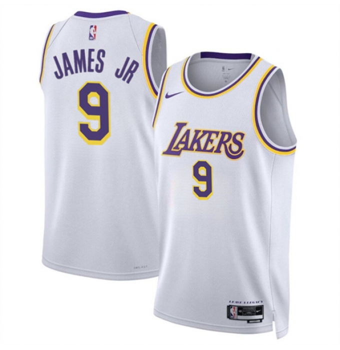 Men's Los Angeles Lakers #9 Bronny James Jr. White 2024 Draft Association Edition Stitched Basketball Jersey