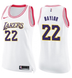 Women's Nike Los Angeles Lakers #22 Elgin Baylor Swingman White/Pink Fashion NBA Jersey