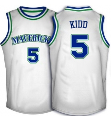 Men's Adidas Dallas Mavericks #5 Jason Kidd Authentic White Throwback NBA Jersey
