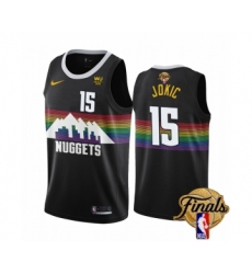 Men's Denver Nuggets #15 Nikola Jokic Black 2023 Finals City Edition Stitched Basketball Jersey