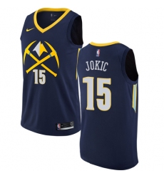 Men's Nike Denver Nuggets #15 Nikola Jokic Authentic Navy Blue NBA Jersey - City Edition