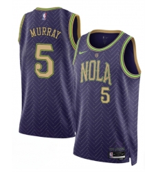 Men's New Orleans Pelicans #5 Dejounte Murray Purple 2024-25 City Ediiton Stitched Basketball Jersey