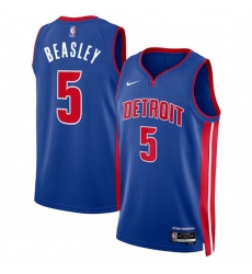 Men's Detroit Pistons #5 Malik Beasley Blue 2024 Icon Edition Stitched Jersey