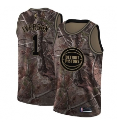 Men's Nike Detroit Pistons #1 Allen Iverson Swingman Camo Realtree Collection NBA Jersey