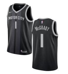 Men's Nike Detroit Pistons #1 Tracy McGrady Swingman Black NBA Jersey - City Edition