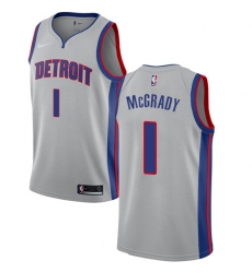 Men's Nike Detroit Pistons #1 Tracy McGrady Swingman Silver NBA Jersey Statement Edition