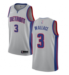 Men's Nike Detroit Pistons #3 Ben Wallace Authentic Silver NBA Jersey Statement Edition
