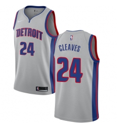 Men's Nike Detroit Pistons #24 Mateen Cleaves Authentic Silver NBA Jersey Statement Edition