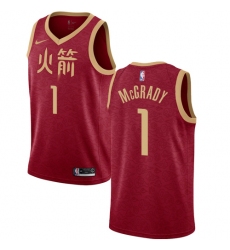 Men's Nike Houston Rockets #1 Tracy McGrady Swingman Red NBA Jersey - 2018 19 City Edition
