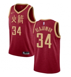 Women's Nike Houston Rockets #34 Hakeem Olajuwon Swingman Red NBA Jersey - 2018 19 City Edition