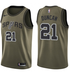 Men's Nike San Antonio Spurs #21 Tim Duncan Swingman Green Salute to Service NBA Jersey