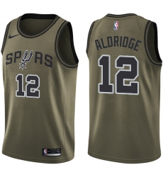 Men's Nike San Antonio Spurs #12 LaMarcus Aldridge Swingman Green Salute to Service NBA Jersey