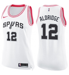 Women's Nike San Antonio Spurs #12 LaMarcus Aldridge Swingman White/Pink Fashion NBA Jersey