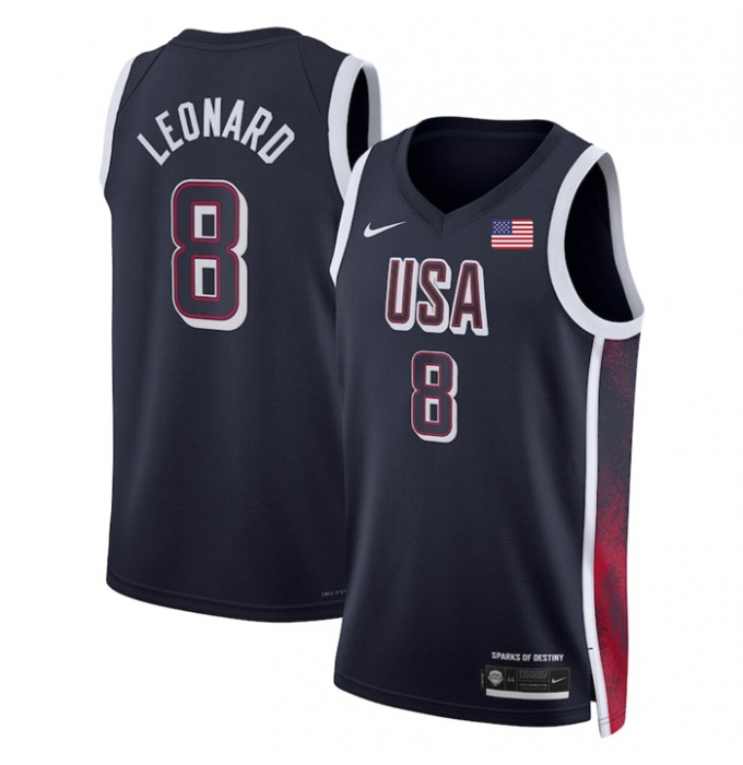 Men's USA Basketball #8 Kawhi Leonard Navy 2024 Swingman Stitched Jersey