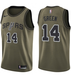 Youth Nike San Antonio Spurs #14 Danny Green Swingman Green Salute to Service NBA Jersey