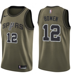 Men's Nike San Antonio Spurs #12 Bruce Bowen Swingman Green Salute to Service NBA Jersey