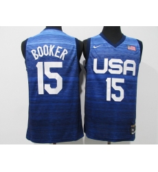 Men's Phoenix Suns #15 Devin Booker Blue USA Basketball Tokyo Olympics 2021 Jersey