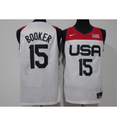 Men's Phoenix Suns #15 Devin Booker White USA Basketball Tokyo Olympics 2021 Jersey