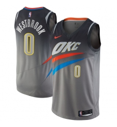 Men's Nike Oklahoma City Thunder #0 Russell Westbrook Swingman Gray NBA Jersey - City Edition