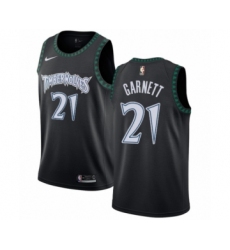 Men's Nike Minnesota Timberwolves #21 Kevin Garnett Authentic Black Hardwood Classics Jersey