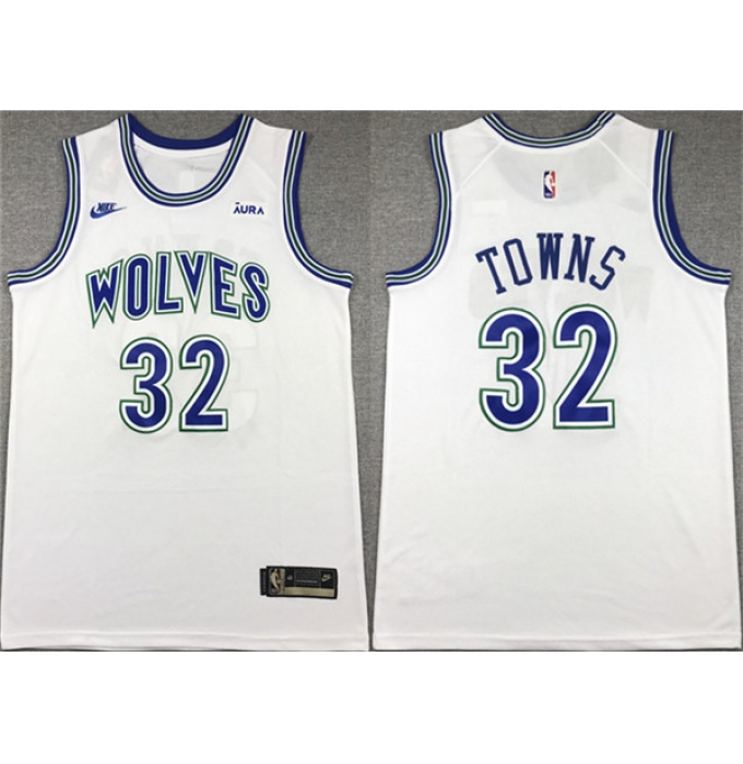 Men's Minnesota Timberwolves #32 Karl-Anthony Towns White City Edition Stitched Jersey